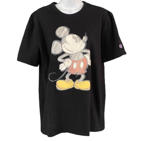 Disney x Champion Mickey Mouse T-Shirt Adult M Black Retro Cartoon Graphic Tee - Picture 5 of 9
